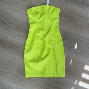 Susana Monaco Faux Leather Strapless Minidress Neon
